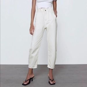 Zara paperbag baggy jeans - ecru